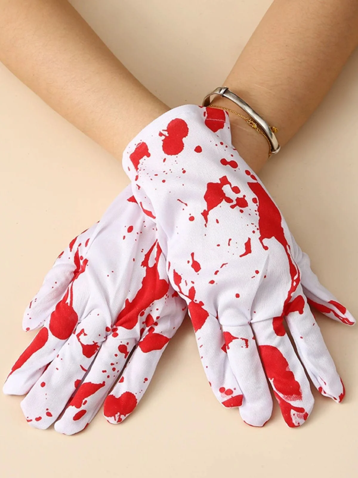 Weiß Halloween Schreckliche blutige Handschuhe - Image 2