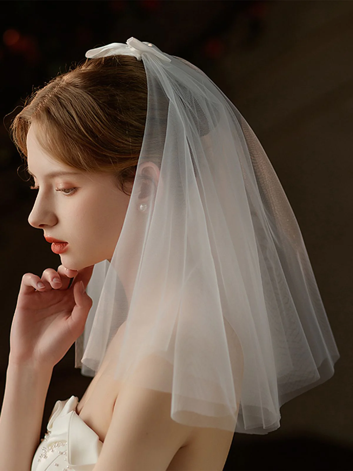 Weiß Vintage Bogen Hochzeit Brautschleier - Image 3