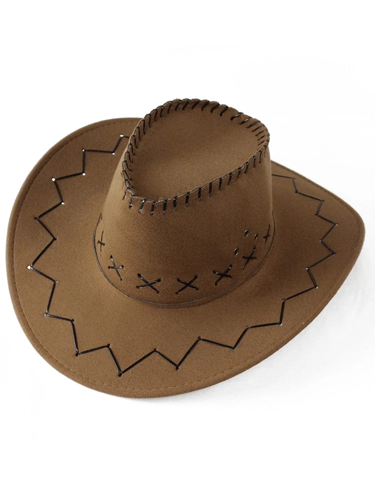 Weiß Western Cowboy Filz Ziernähte Wildleder Hut - Image 2