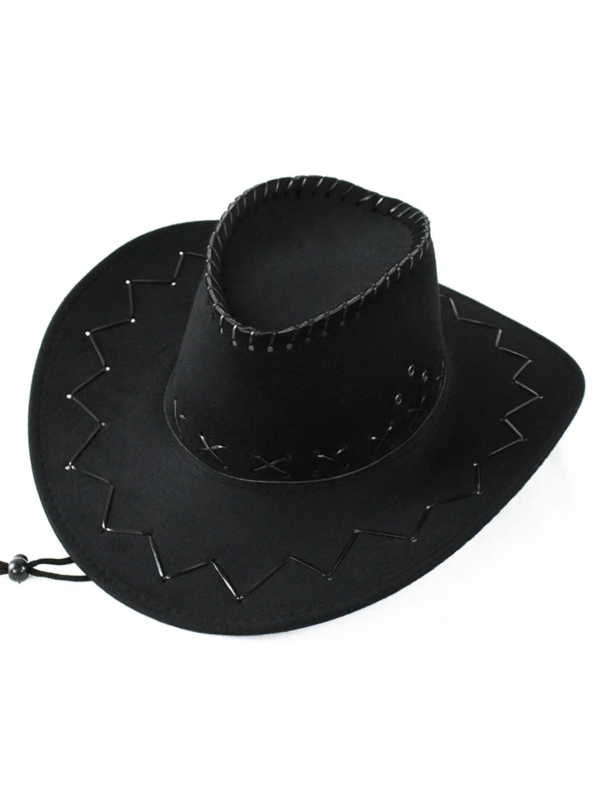 Weiß Western Cowboy Filz Ziernähte Wildleder Hut - Image 3