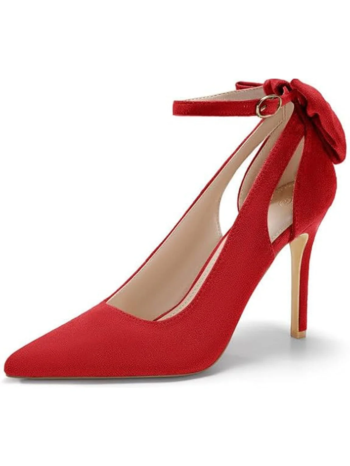 Wildleder Bogen Knöchel Riemen Spitz Zehe Hoch Absatz Schuhe - Image 8