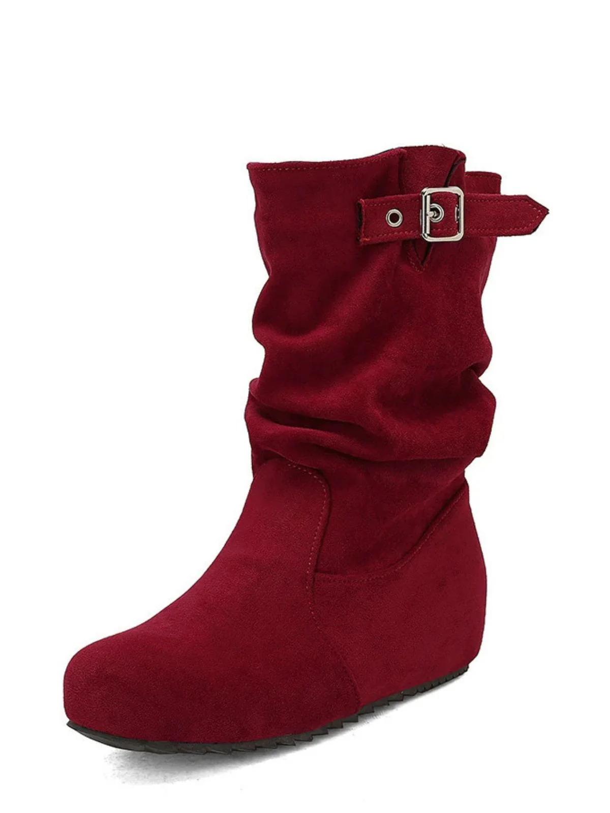 Wildleder Keilabsatz Schnalle Detail Stiefel - Image 5