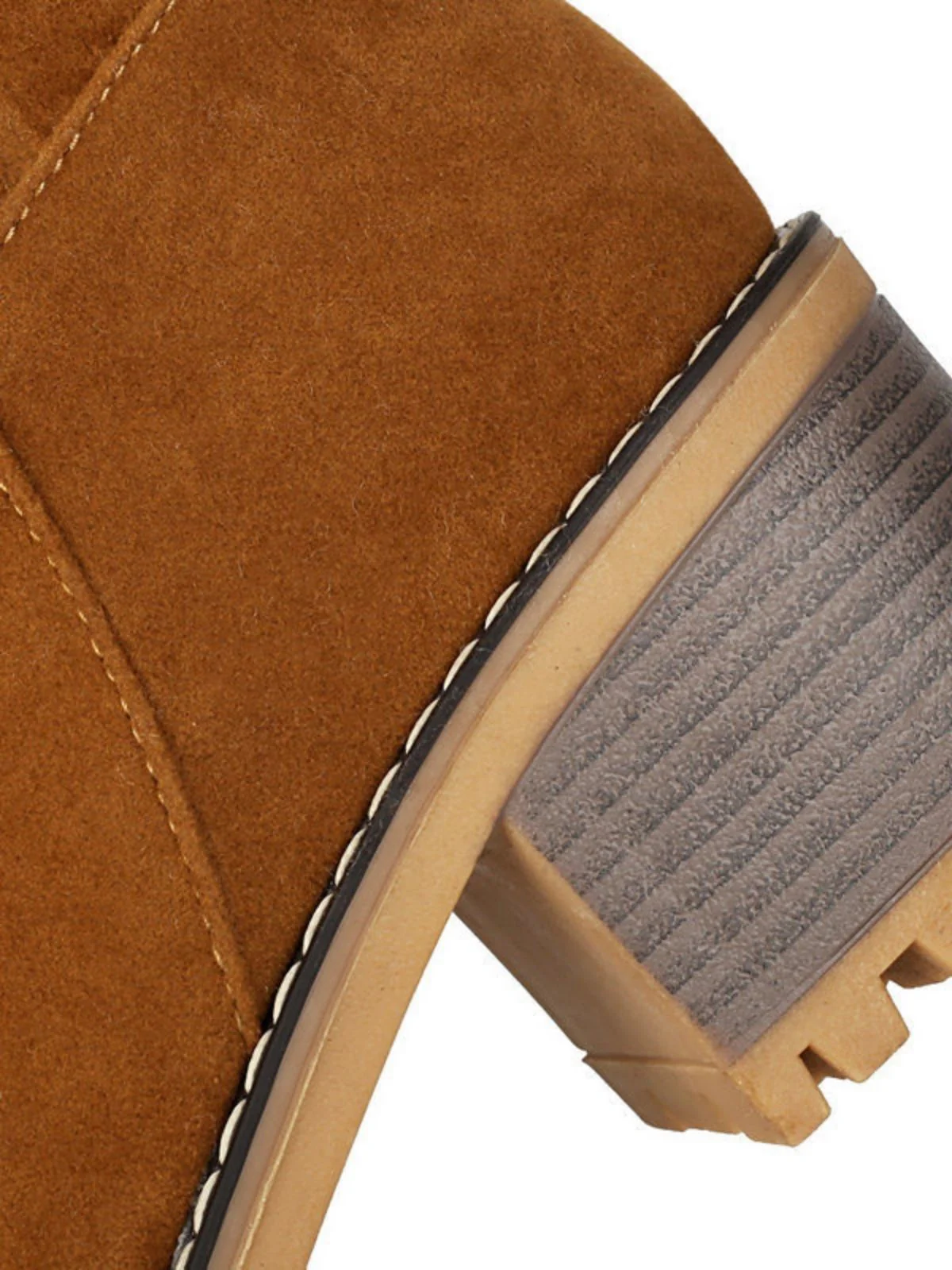 Wildleder Schnalle Kunstpelz Kniehohe Stiefel - Image 5