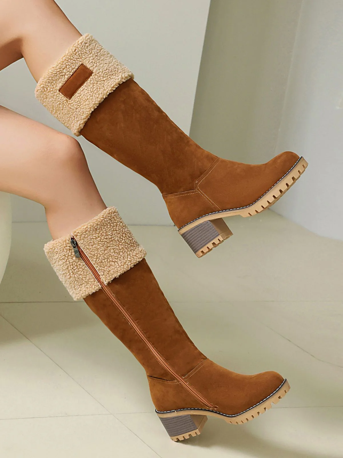 Winter Faux Wildleder Blockabsatz Schneestiefel - Image 3