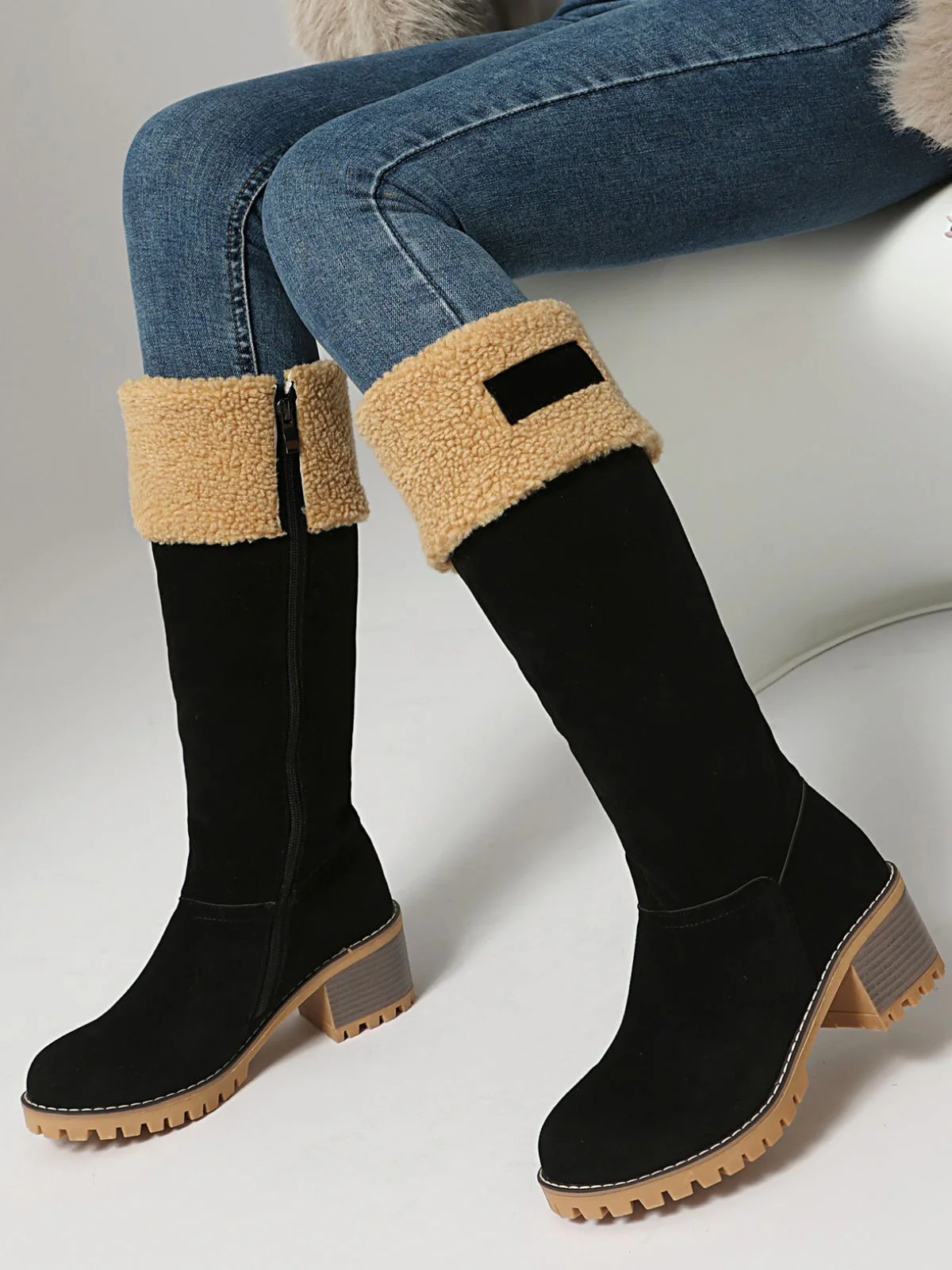 Winter Faux Wildleder Blockabsatz Schneestiefel - Image 7