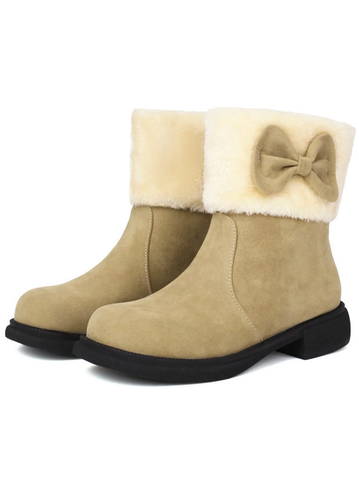 Winter Plüsch Besatz Bogen Rund Zehe Knöchel Stiefel - Image 14