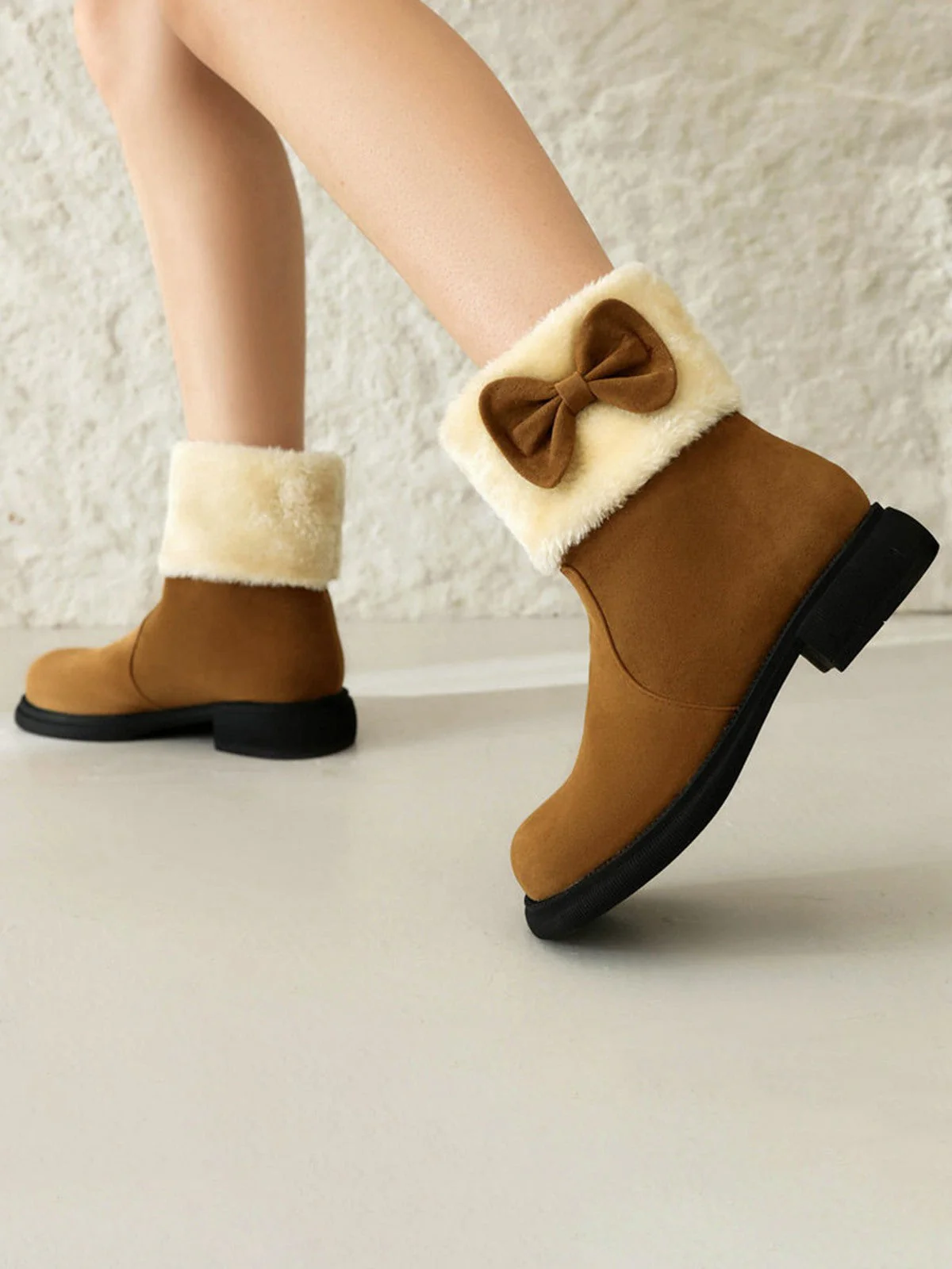 Winter Plüsch Besatz Bogen Rund Zehe Knöchel Stiefel - Image 6