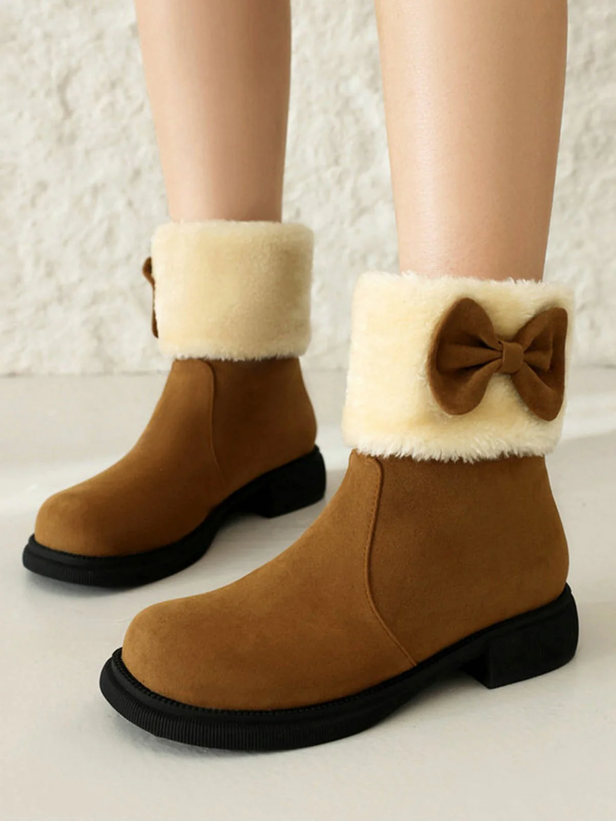 Winter Plüsch Besatz Bogen Rund Zehe Knöchel Stiefel - Image 8
