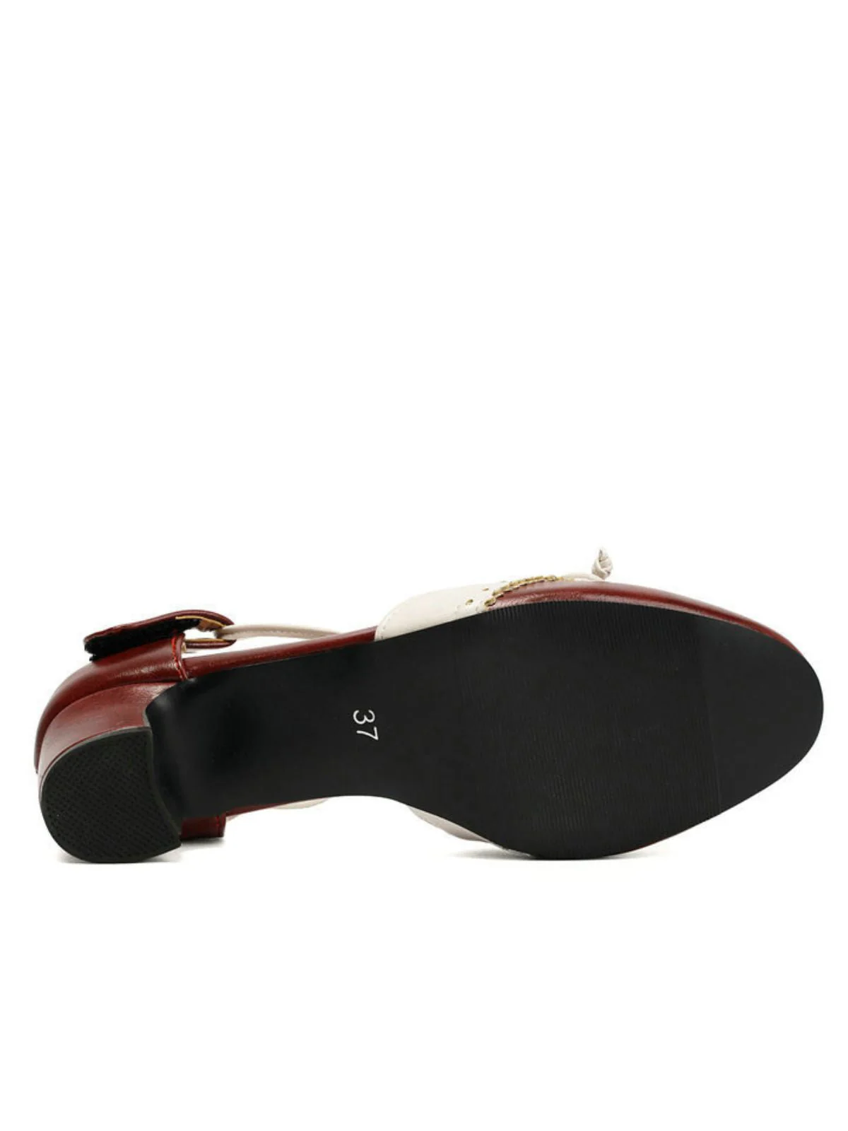 Zweifarbig Schleife Blockabsatz Mary Jane Pumps - Image 8