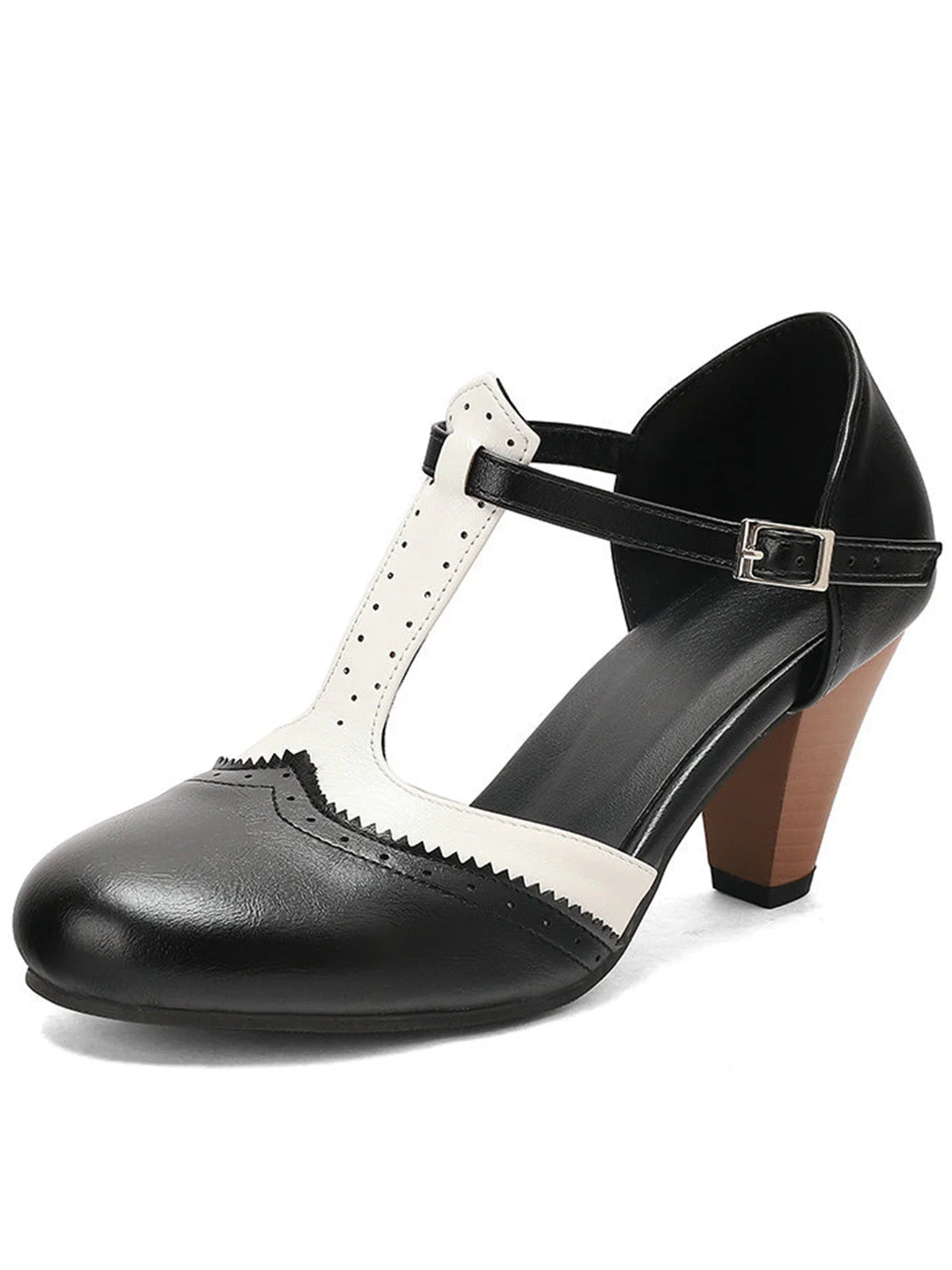 Zweifarbige Pumps im Mary-Jane-Stil mit Blockabsatz und T-Riemen - Image 3