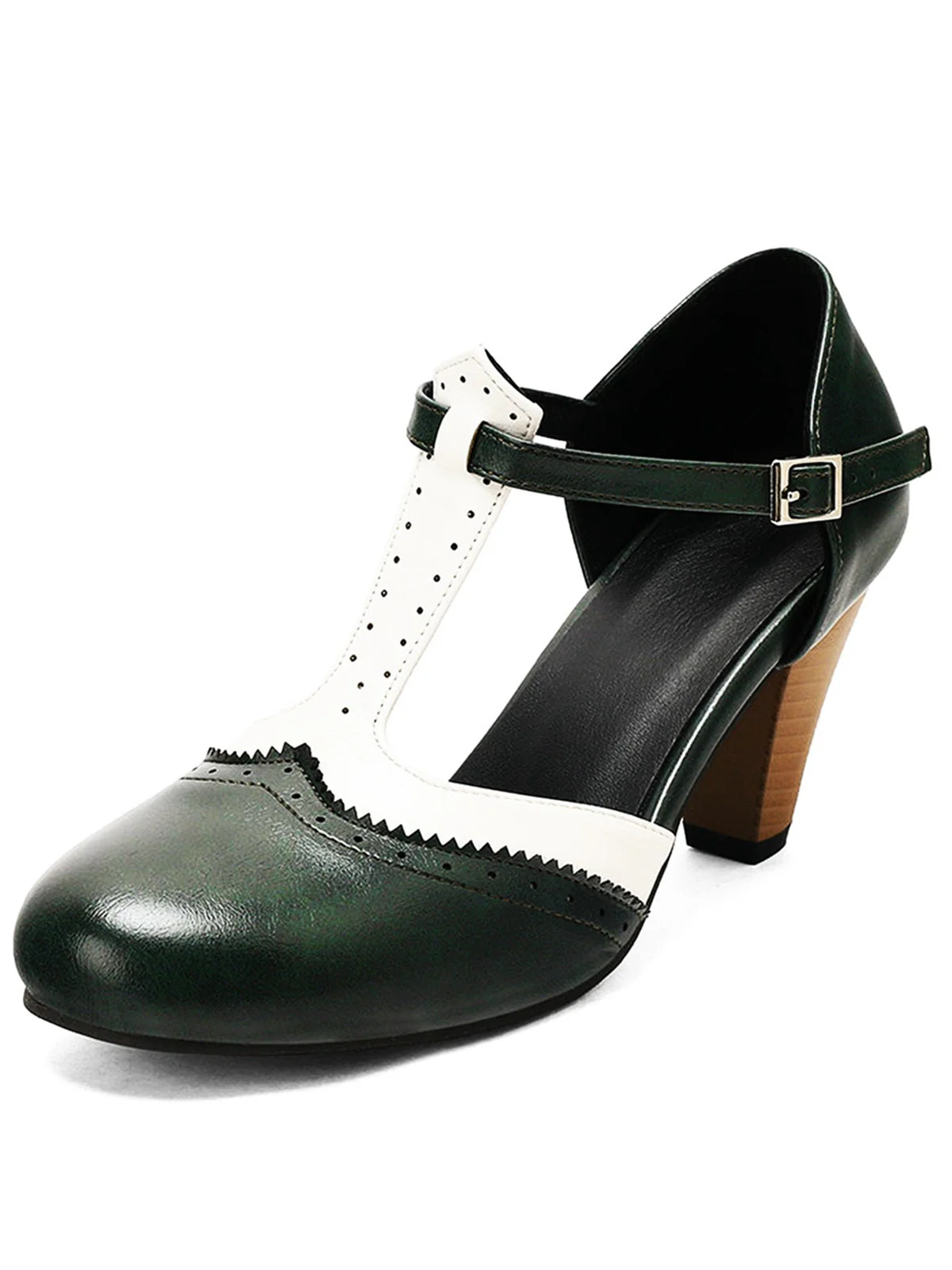 Zweifarbige Pumps im Mary-Jane-Stil mit Blockabsatz und T-Riemen - Image 7