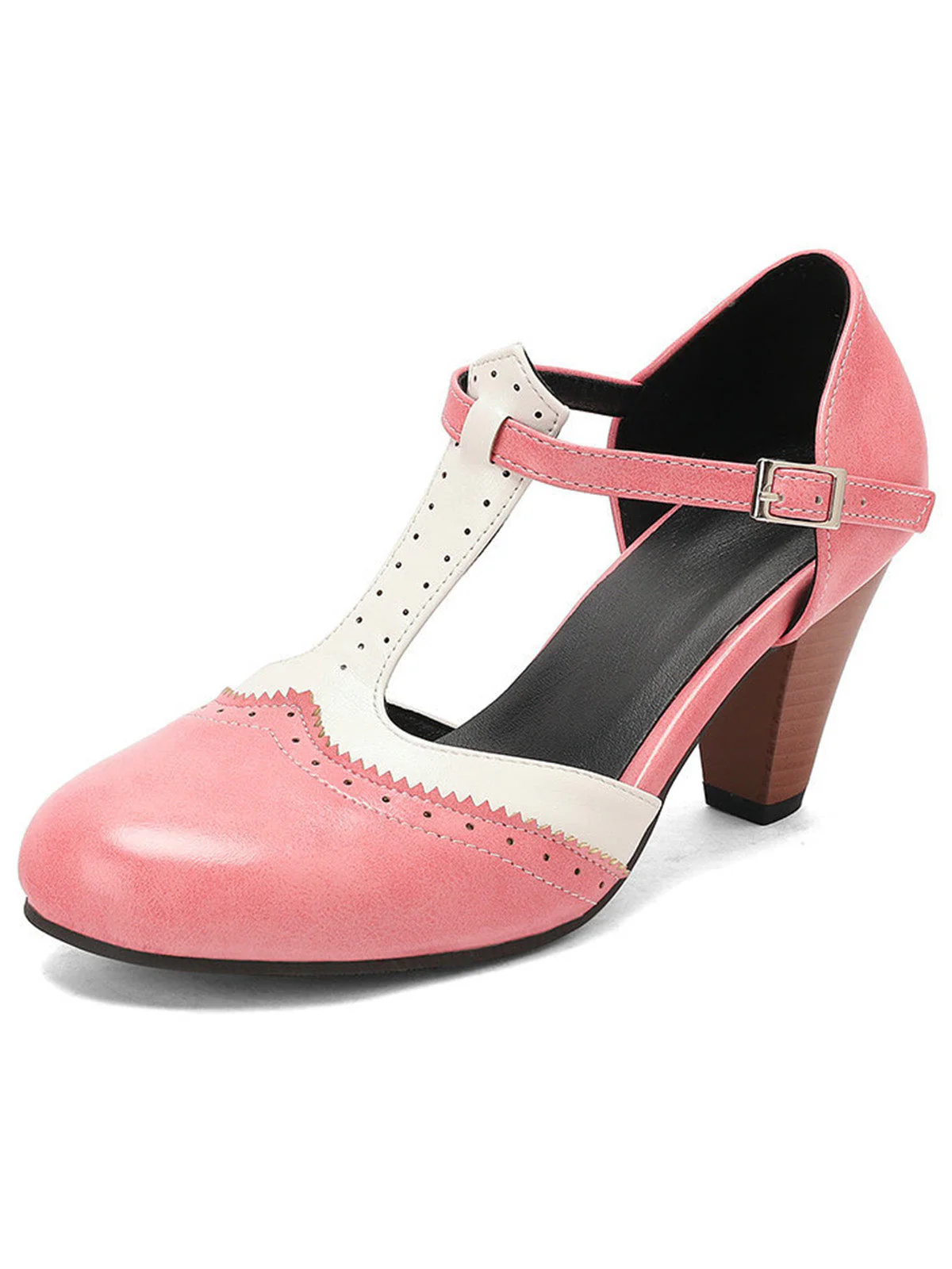 Zweifarbige Pumps im Mary-Jane-Stil mit Blockabsatz und T-Riemen - Image 9
